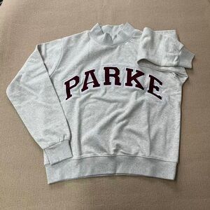 Parker Light Gray Crewneck Sweater with Maroon Lettering